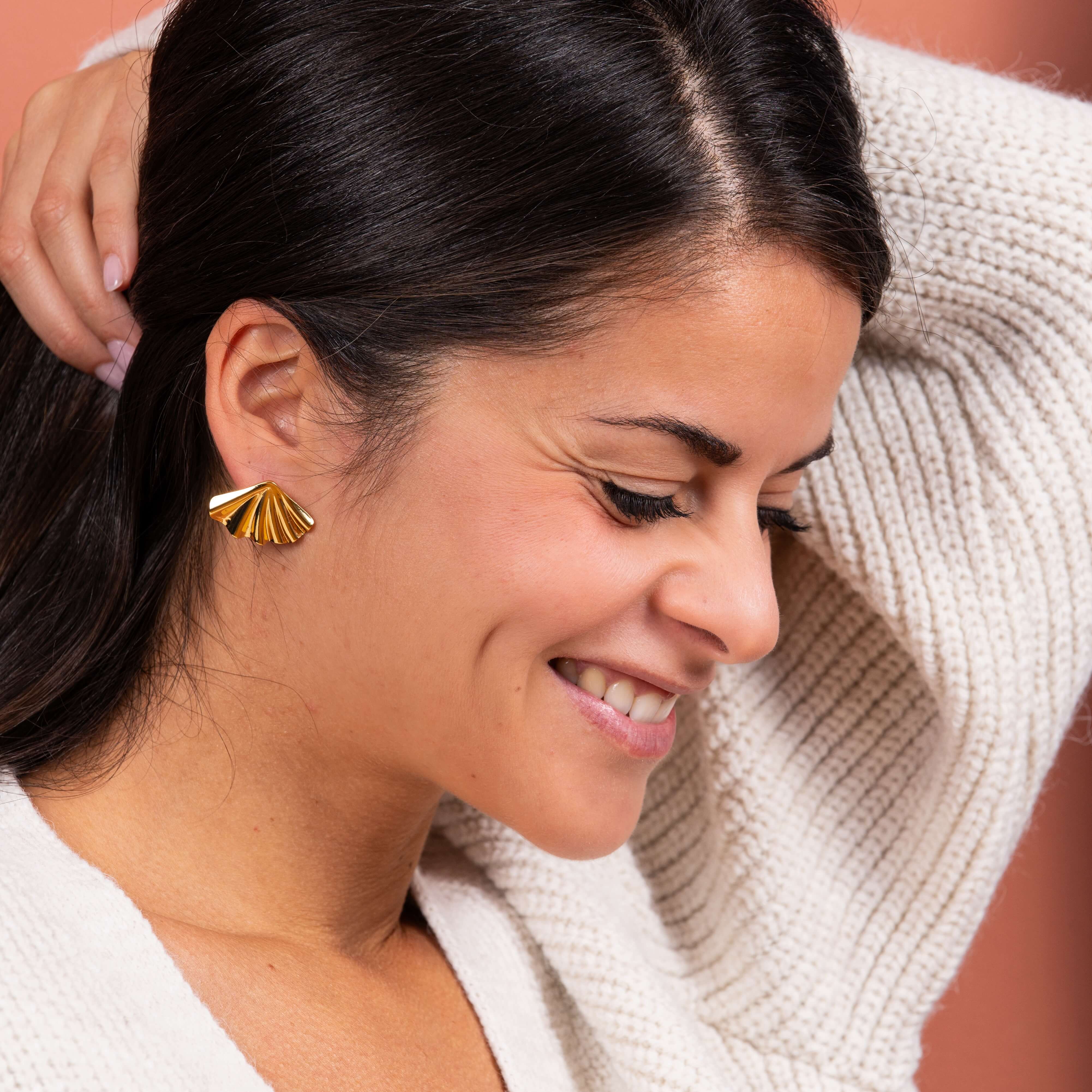 Boucles d'oreilles puces éventail Georgia | Acier inoxydable