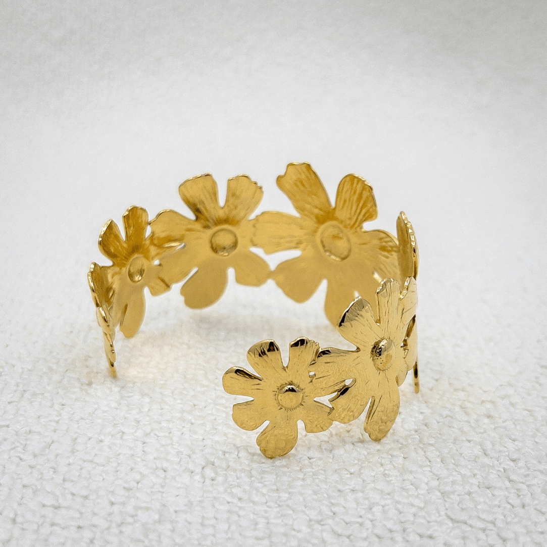 Bracelet jonc fleurs Basile | Acier inoxydable