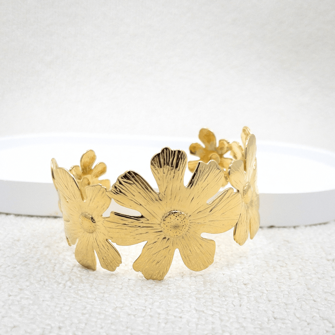 Bracelet jonc fleurs Basile | Acier inoxydable