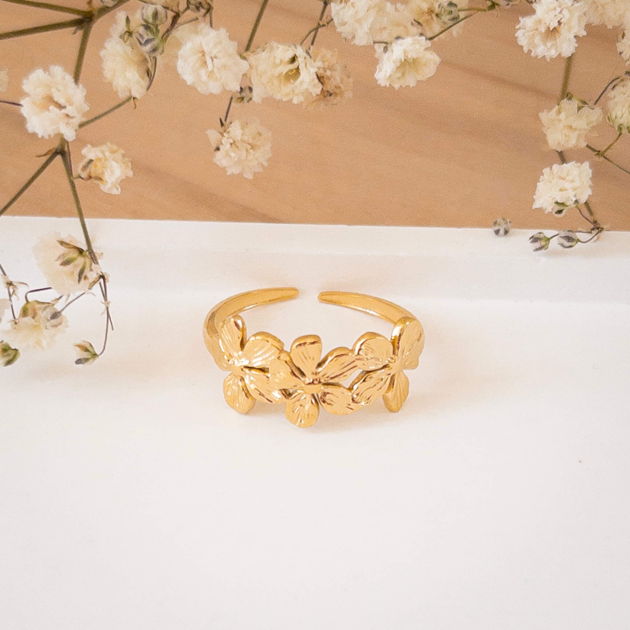 Bague 3 fleurs Jeanne | Acier inoxydable