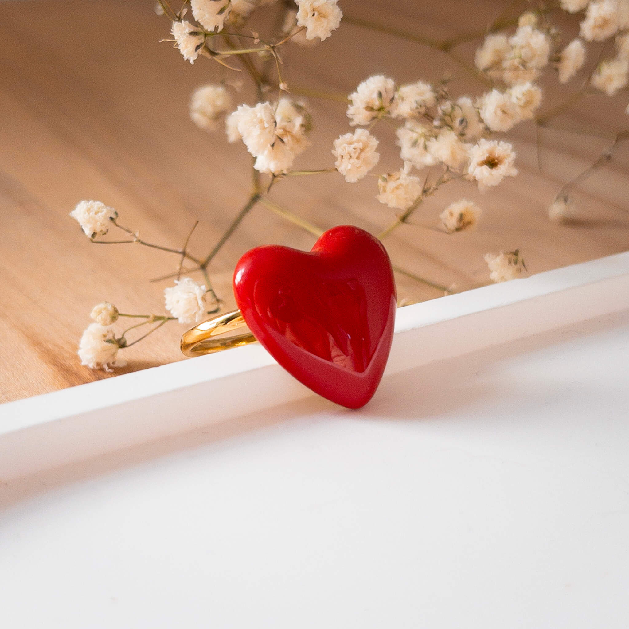 Bague coeur Valentine | Acier Inoxydable et résine