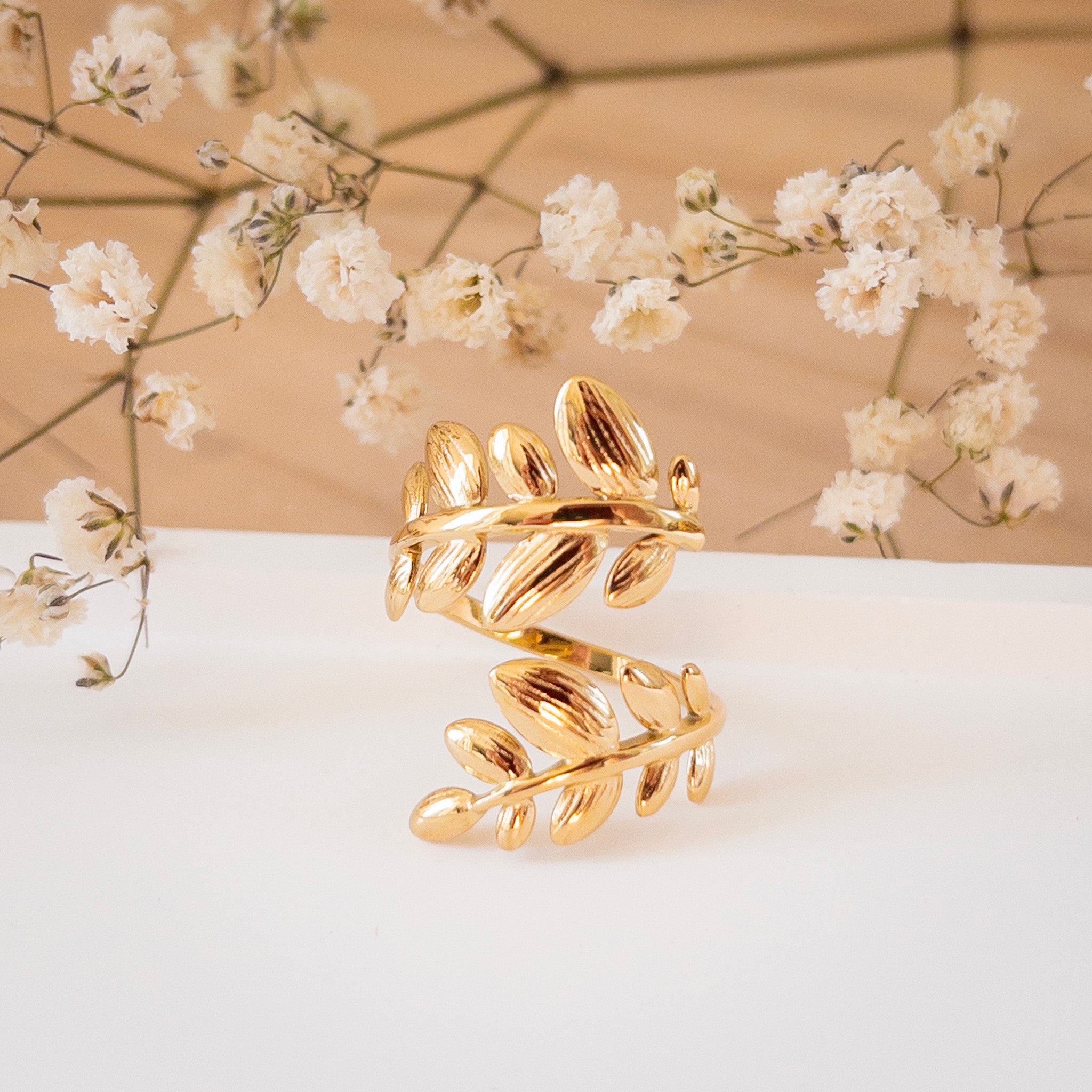 Bague laurier Bianca | Acier inoxydable