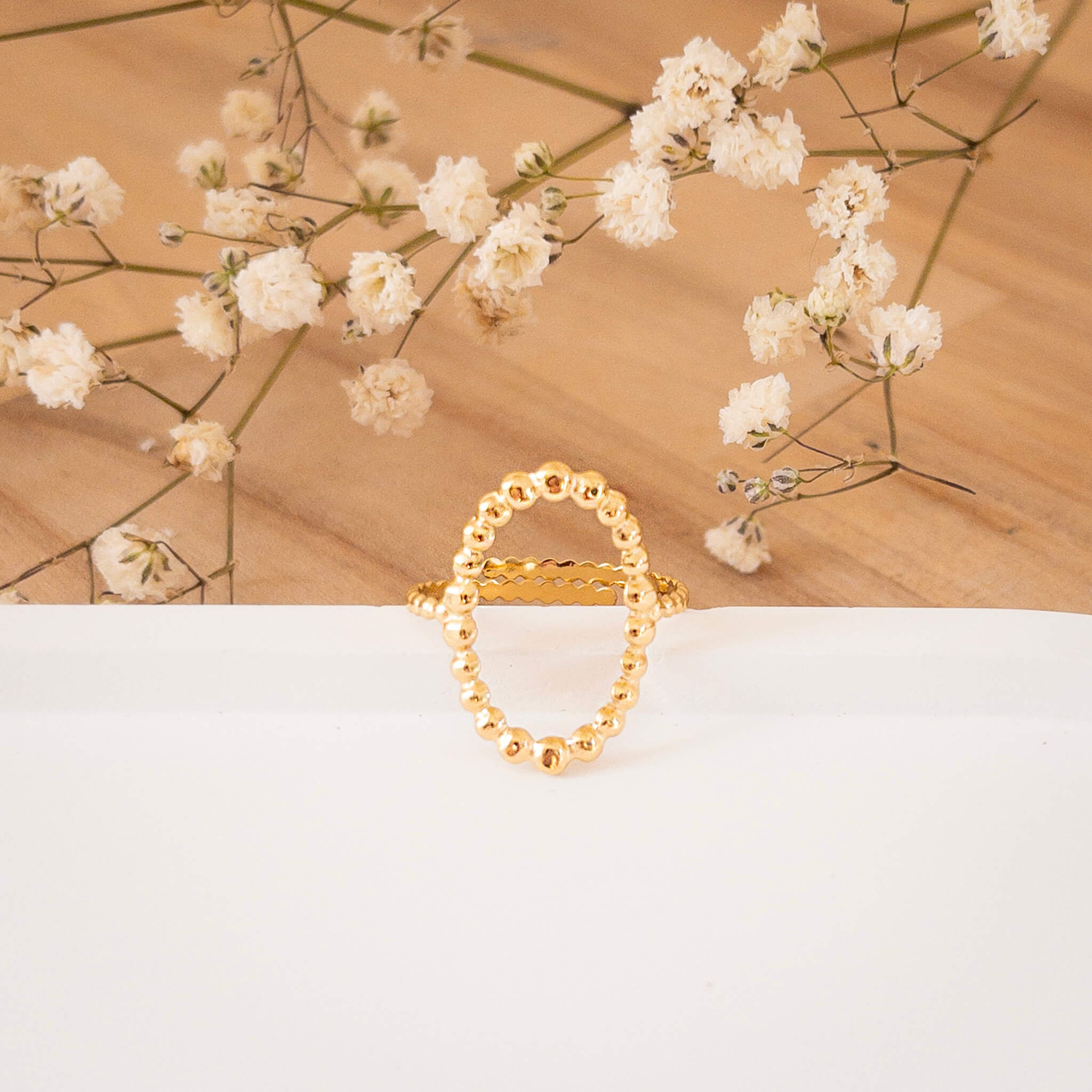 Bague ovale texturée Charlotte | Acier inoxydable