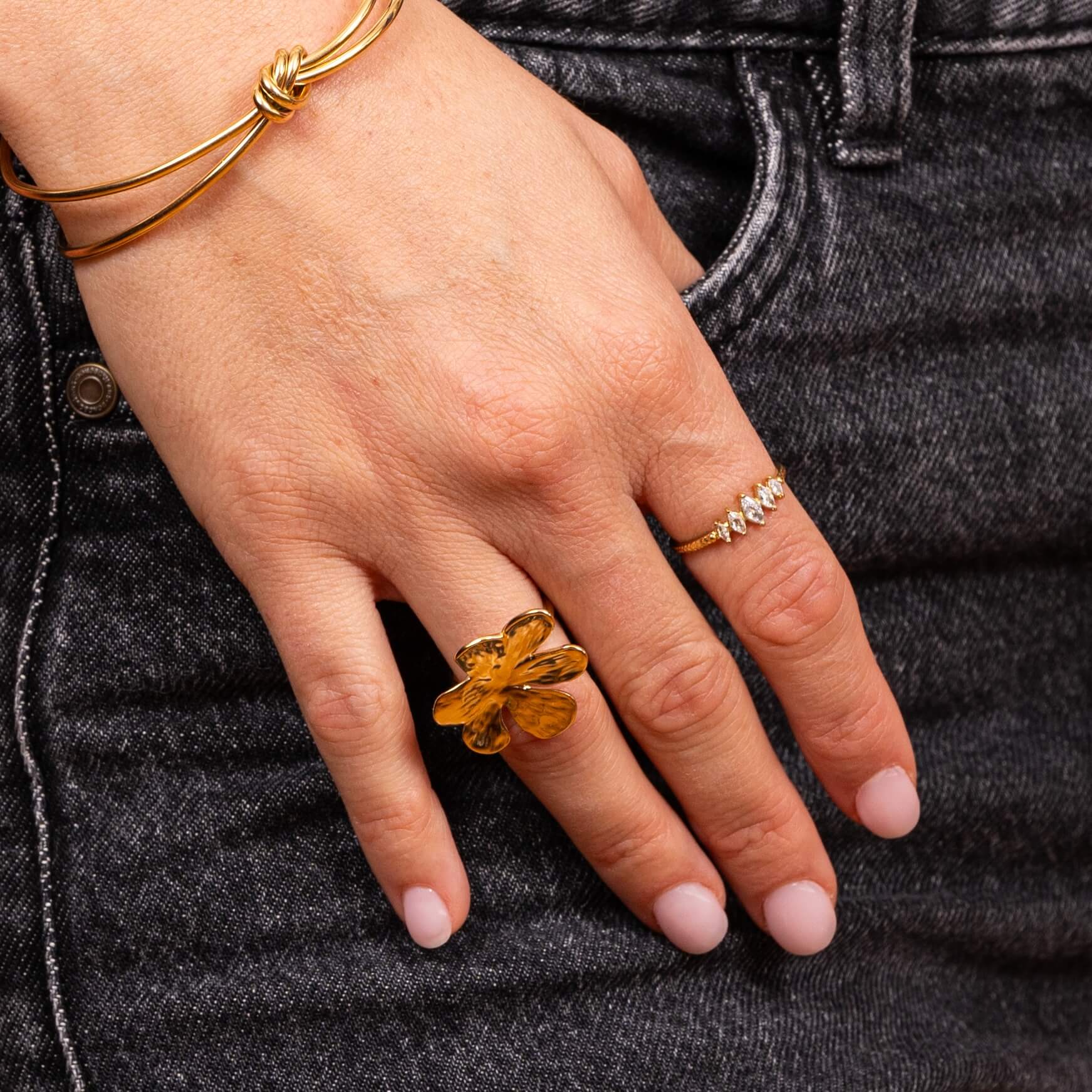 Bague 5 oxydes de zirconium Séraphine | Acier inoxydable