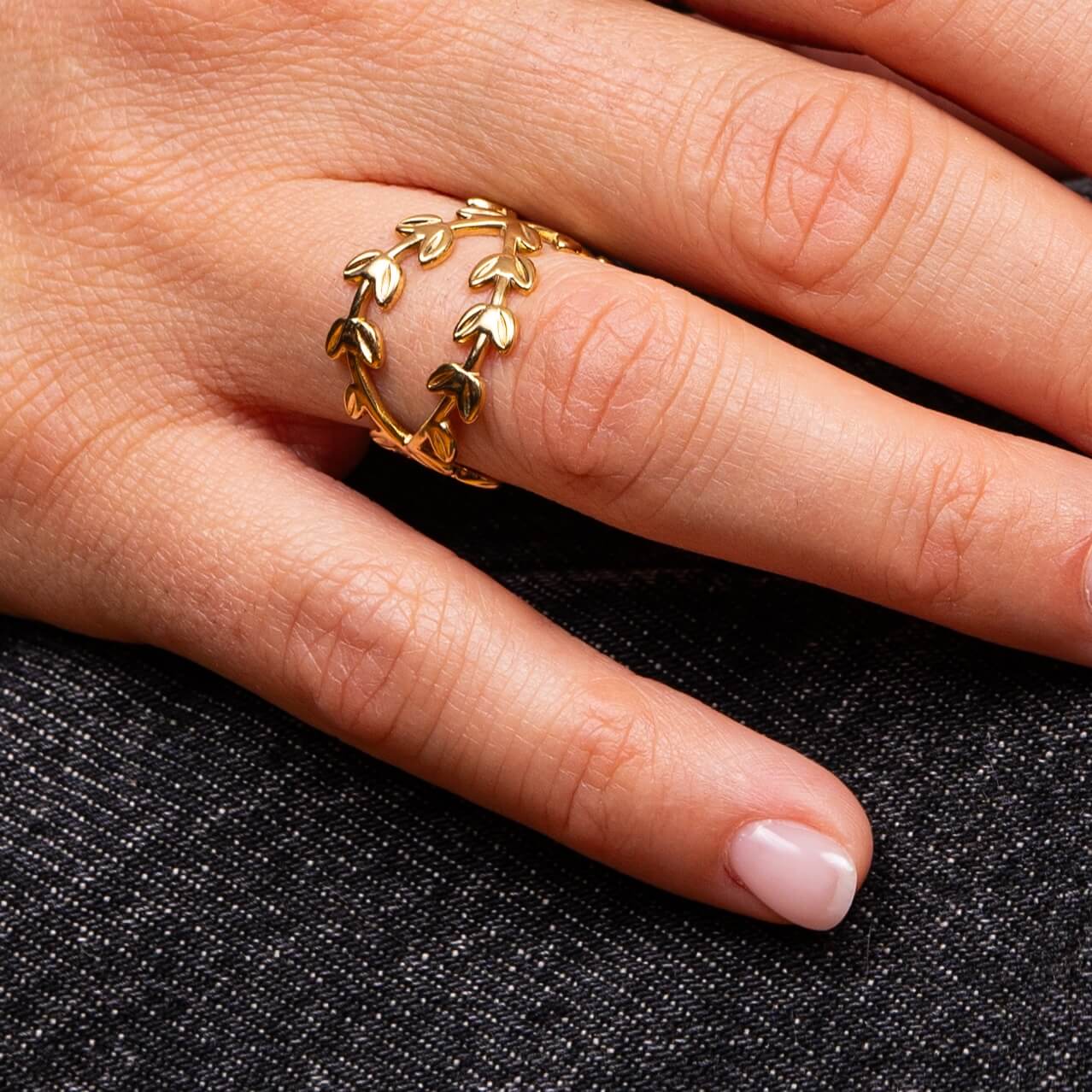 Bague couronne de feuilles Adèle | Acier inoxydable