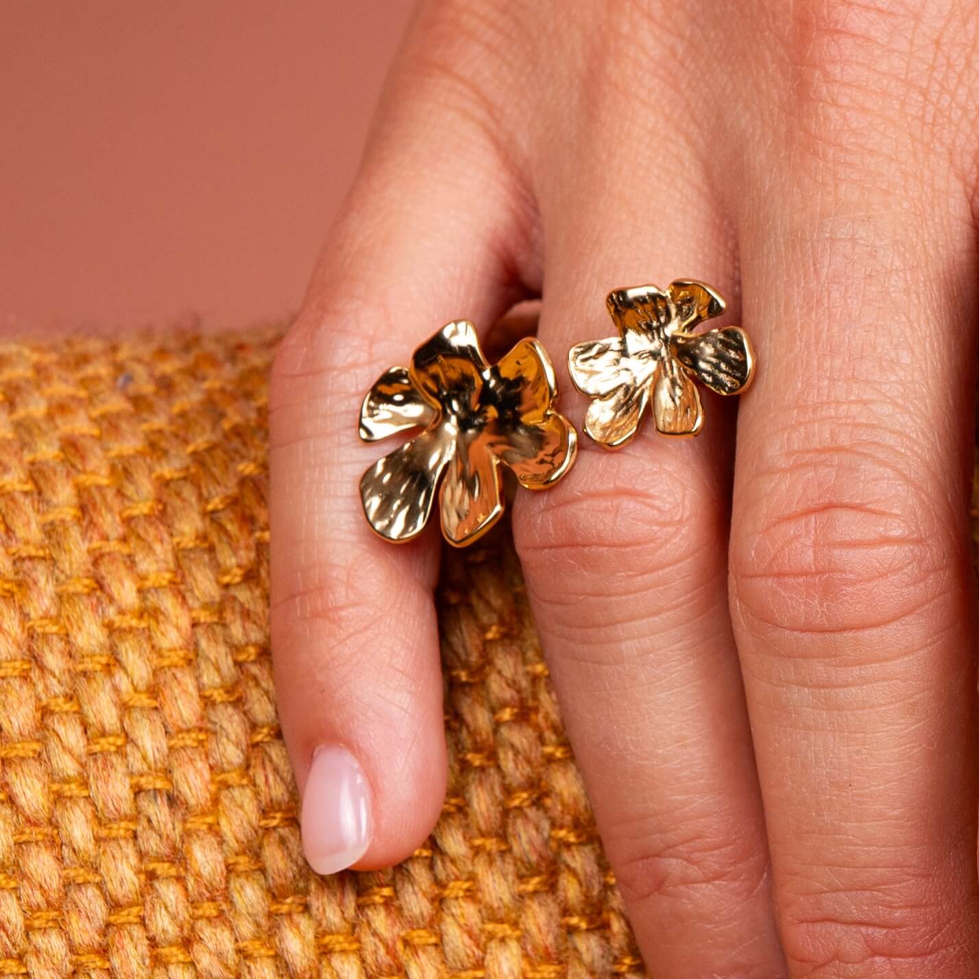 Bague double fleurs Eve | Acier inoxydable
