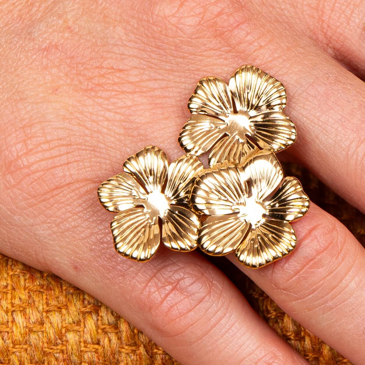 Bague réglable fleur XL Clara | Acier inoxydable