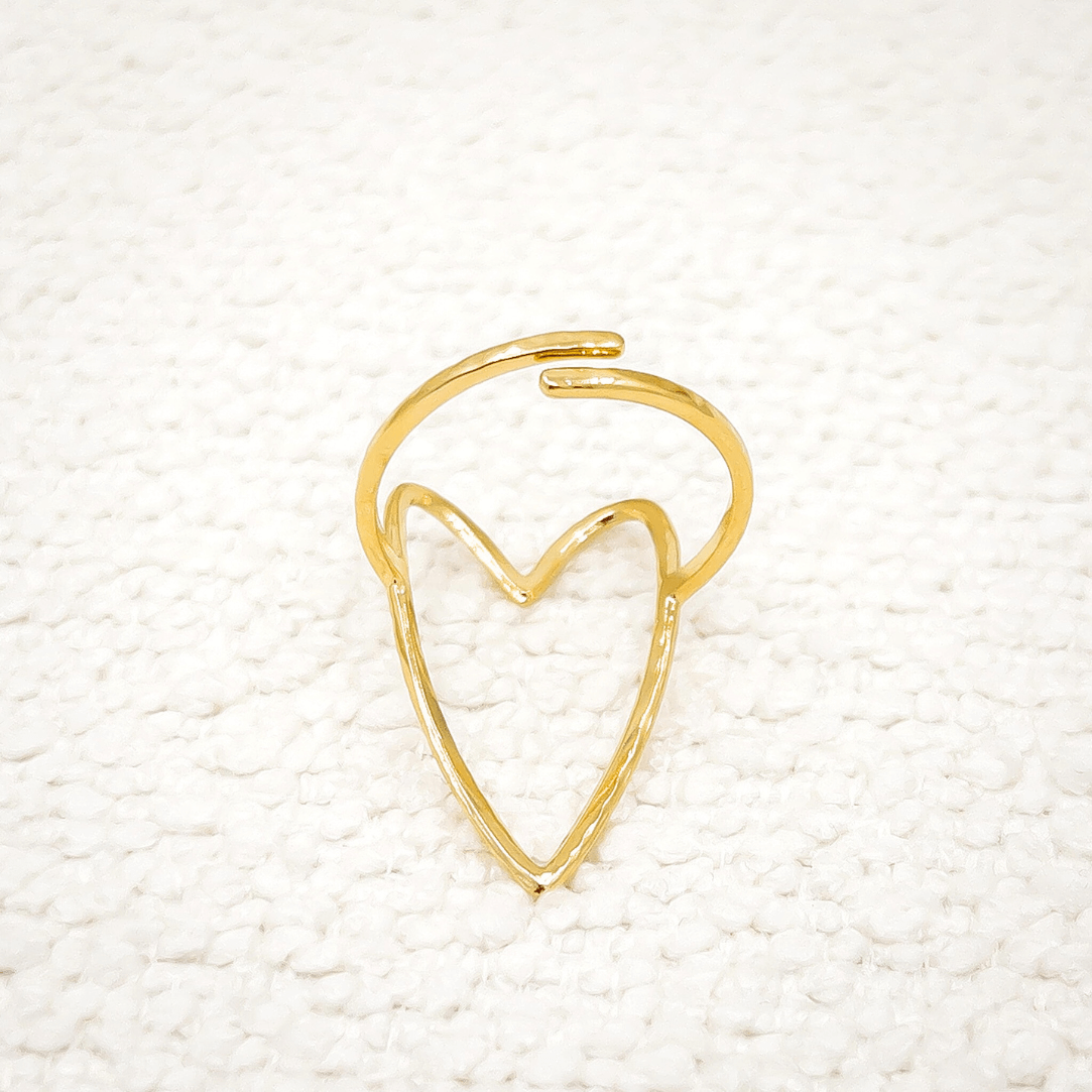 Bague coeur martelé Gaëlle | Acier inoxydable