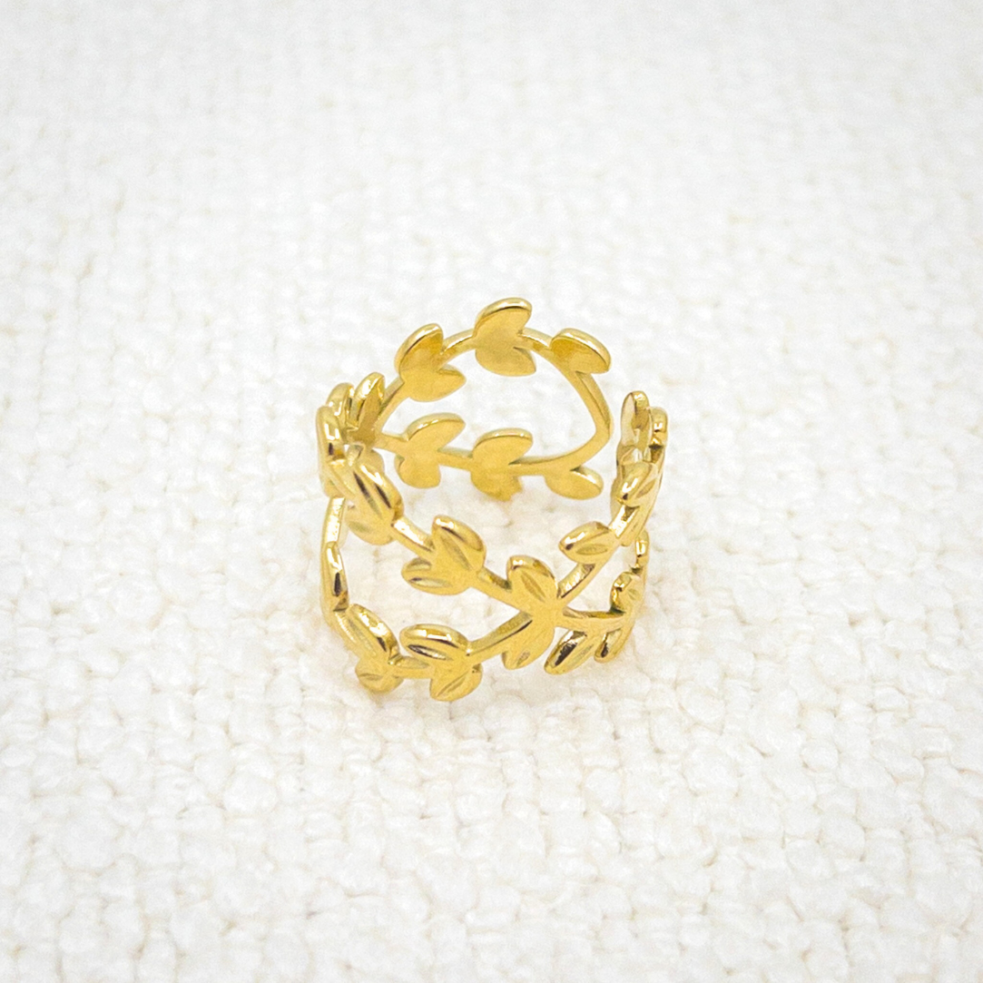 Bague couronne de feuilles Adèle | Acier inoxydable