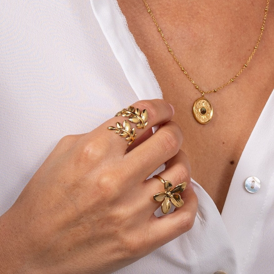 Bague laurier Bianca | Acier inoxydable