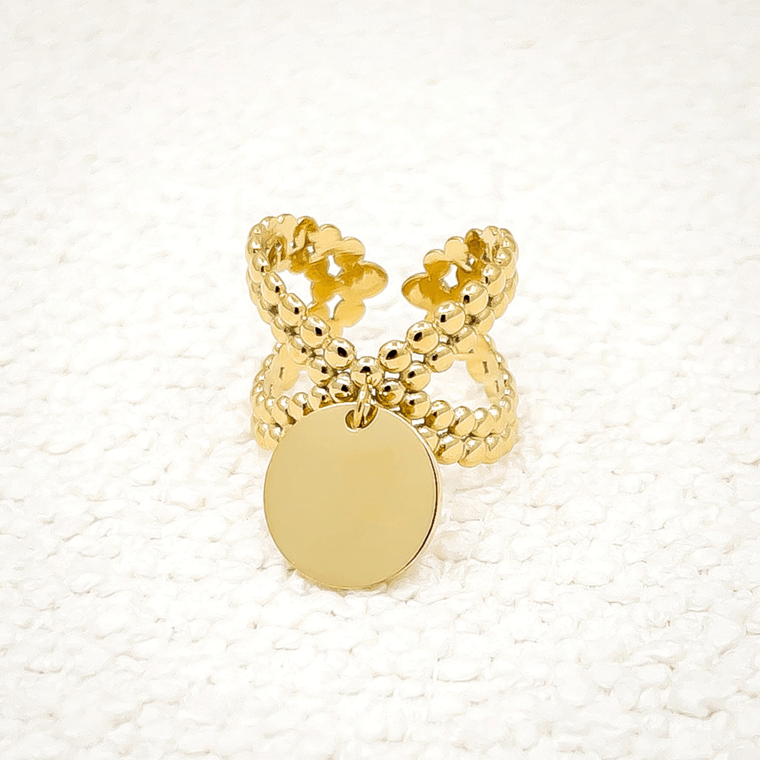 Bague texturée à pampille Léonie | Acier inoxydable