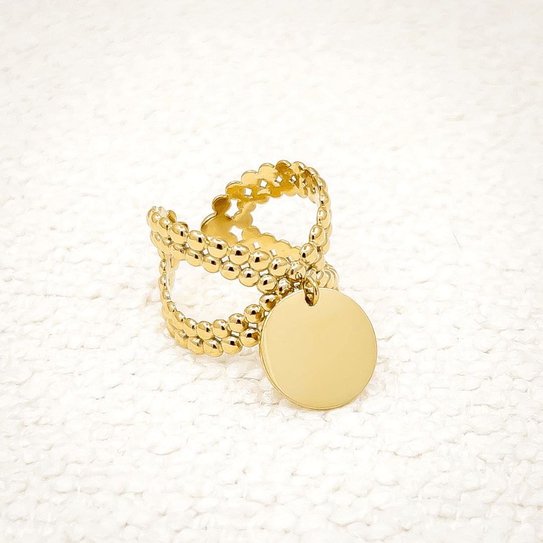 Bague texturée à pampille Léonie | Acier inoxydable