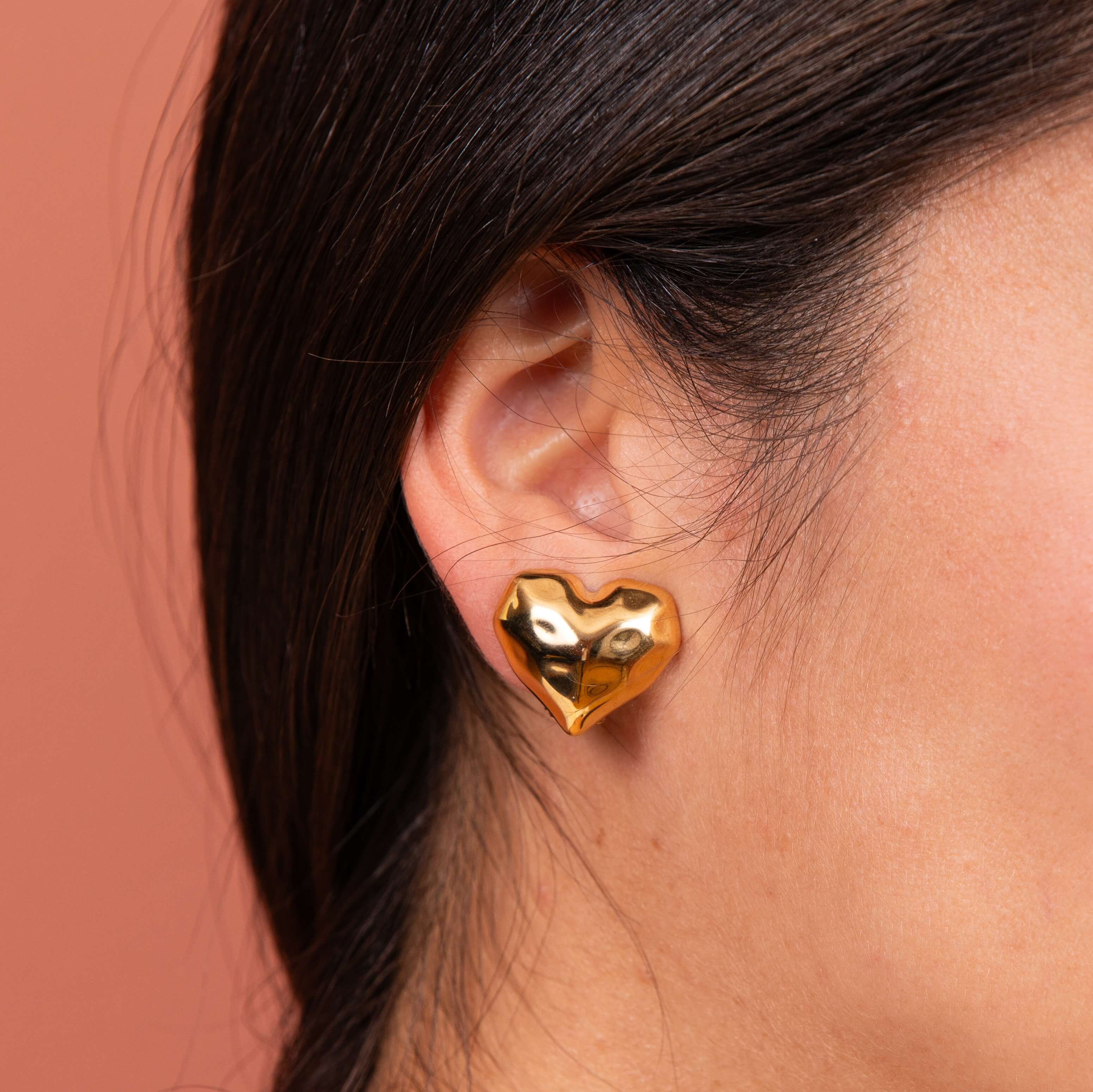 Boucles d'oreilles clips coeur Anita | Acier inoxydable