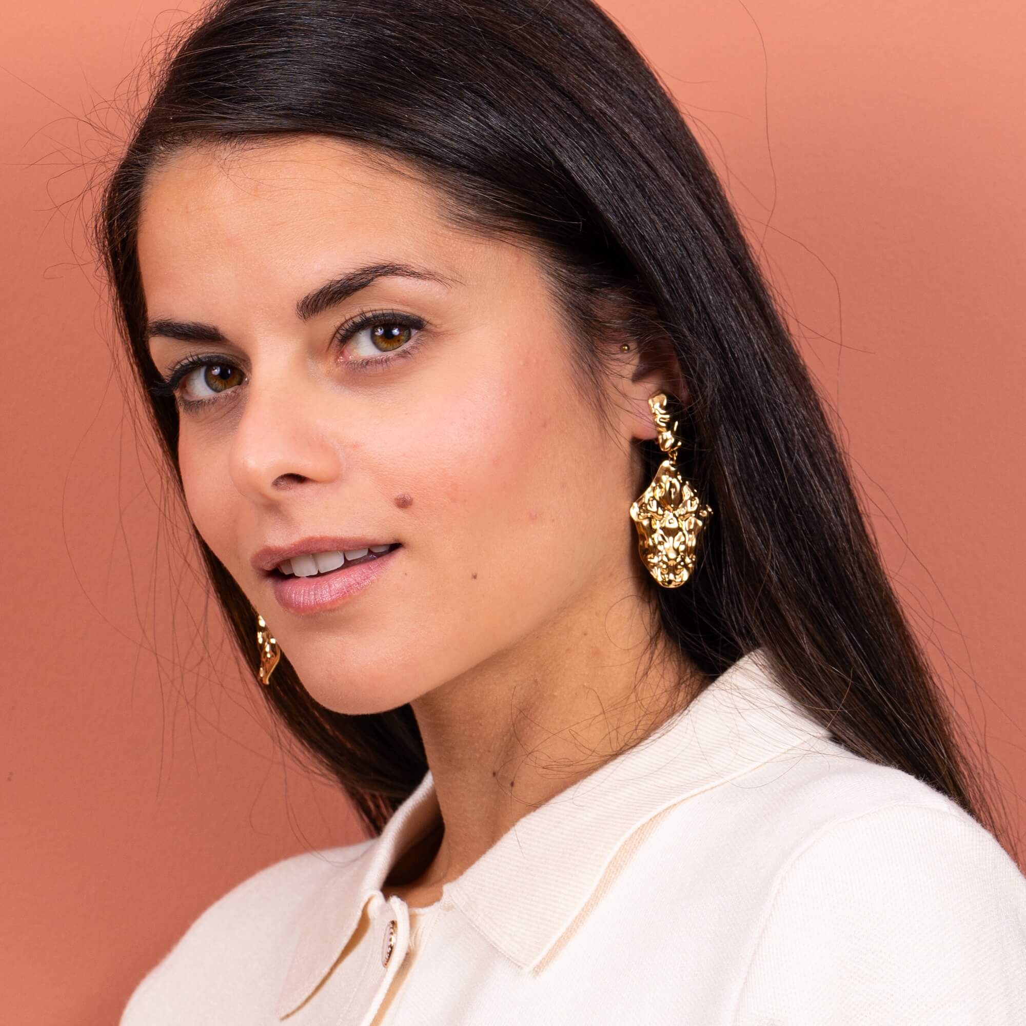 Boucles d'oreilles clips pendantes Thea | Acier inoxydable