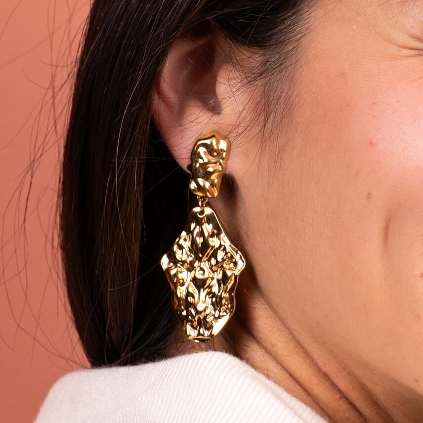 Boucles d'oreilles clips pendantes Thea | Acier inoxydable