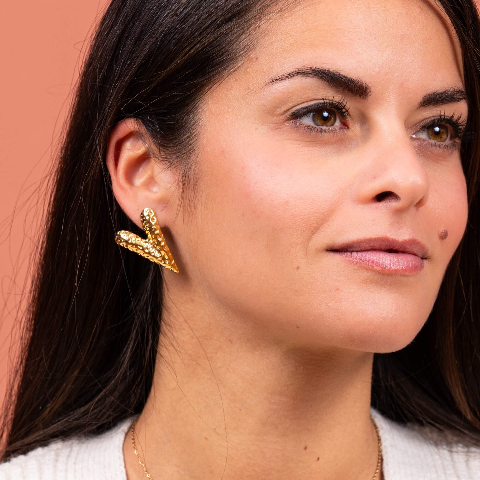 Boucles d'oreilles coeur martelé Octavie | Acier inoxydable