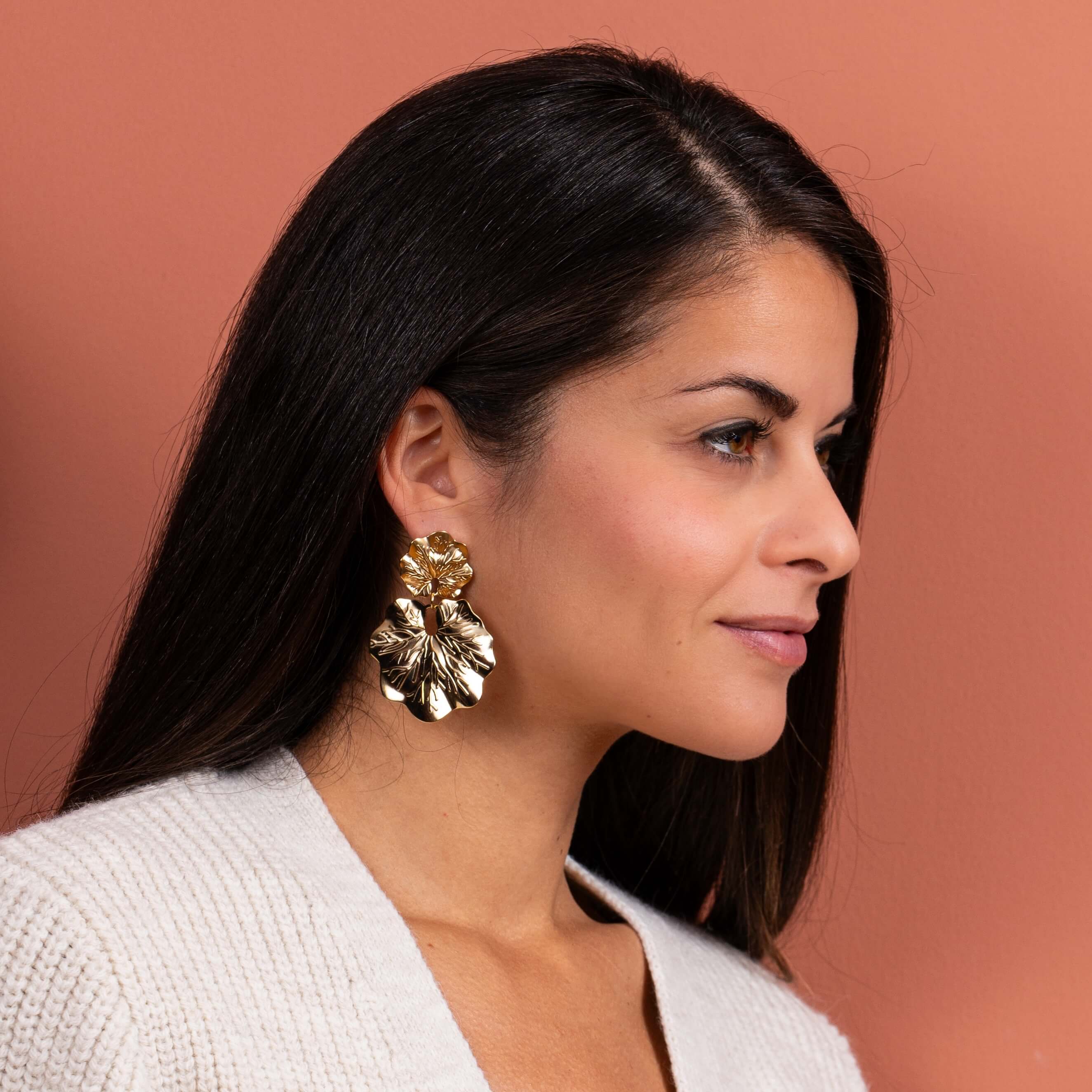 Boucles d'oreilles feuille de vigne Alizée | Acier inoxydable