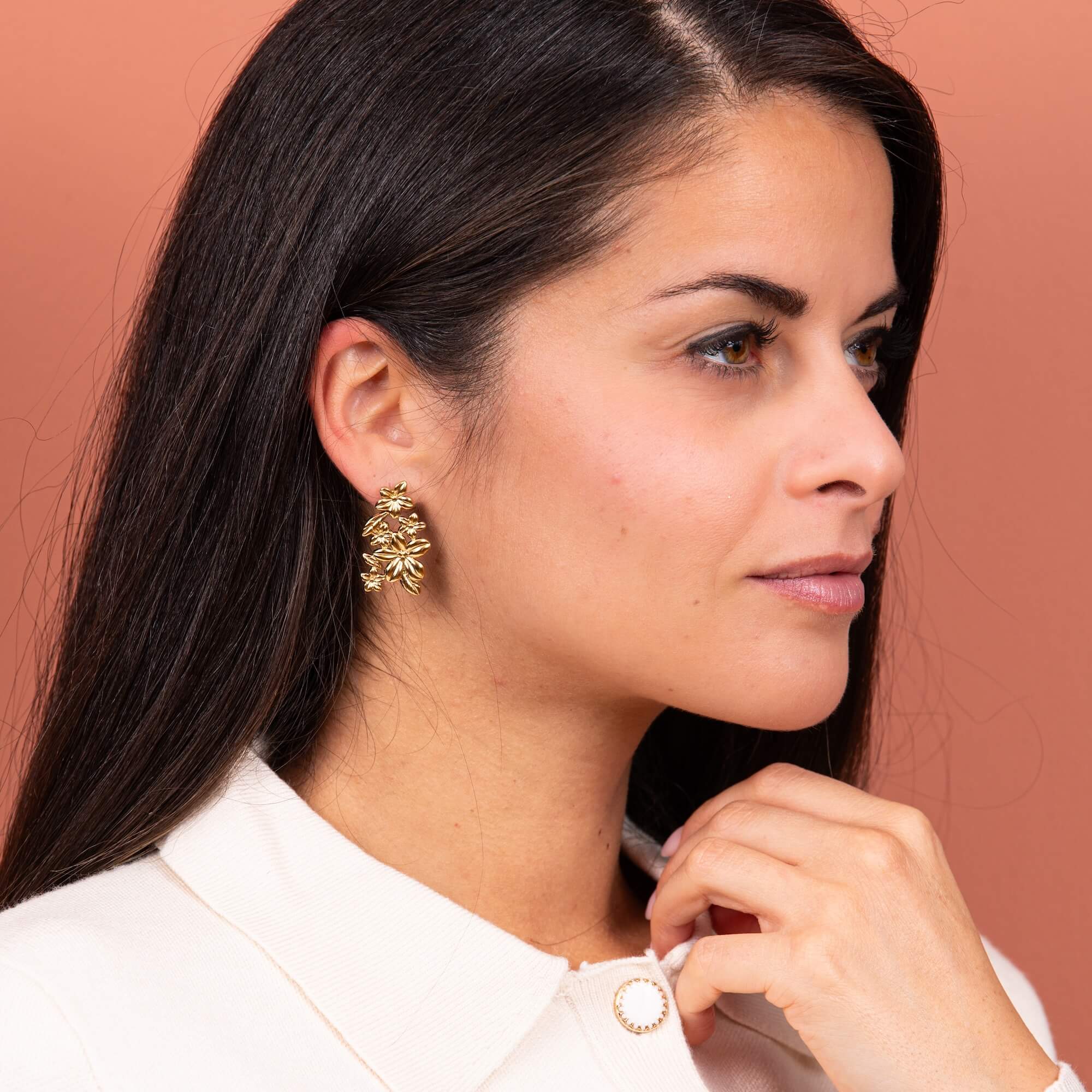 Boucles d'oreilles XL fleur Anna | Acier inoxydable