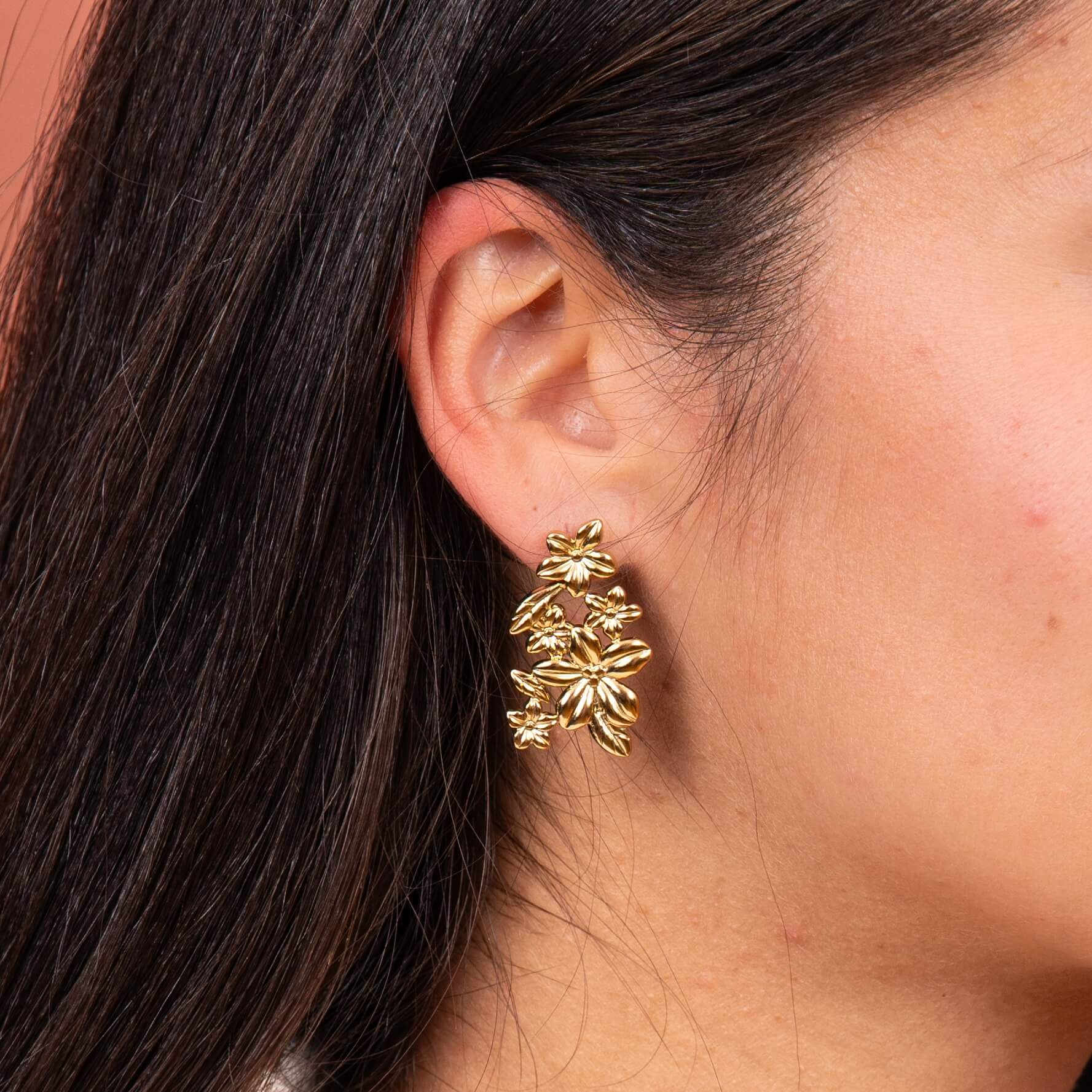 Boucles d'oreilles XL fleur Anna | Acier inoxydable