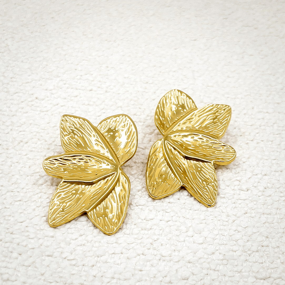 Boucles d'oreilles feuille Astrid | Acier inoxydable