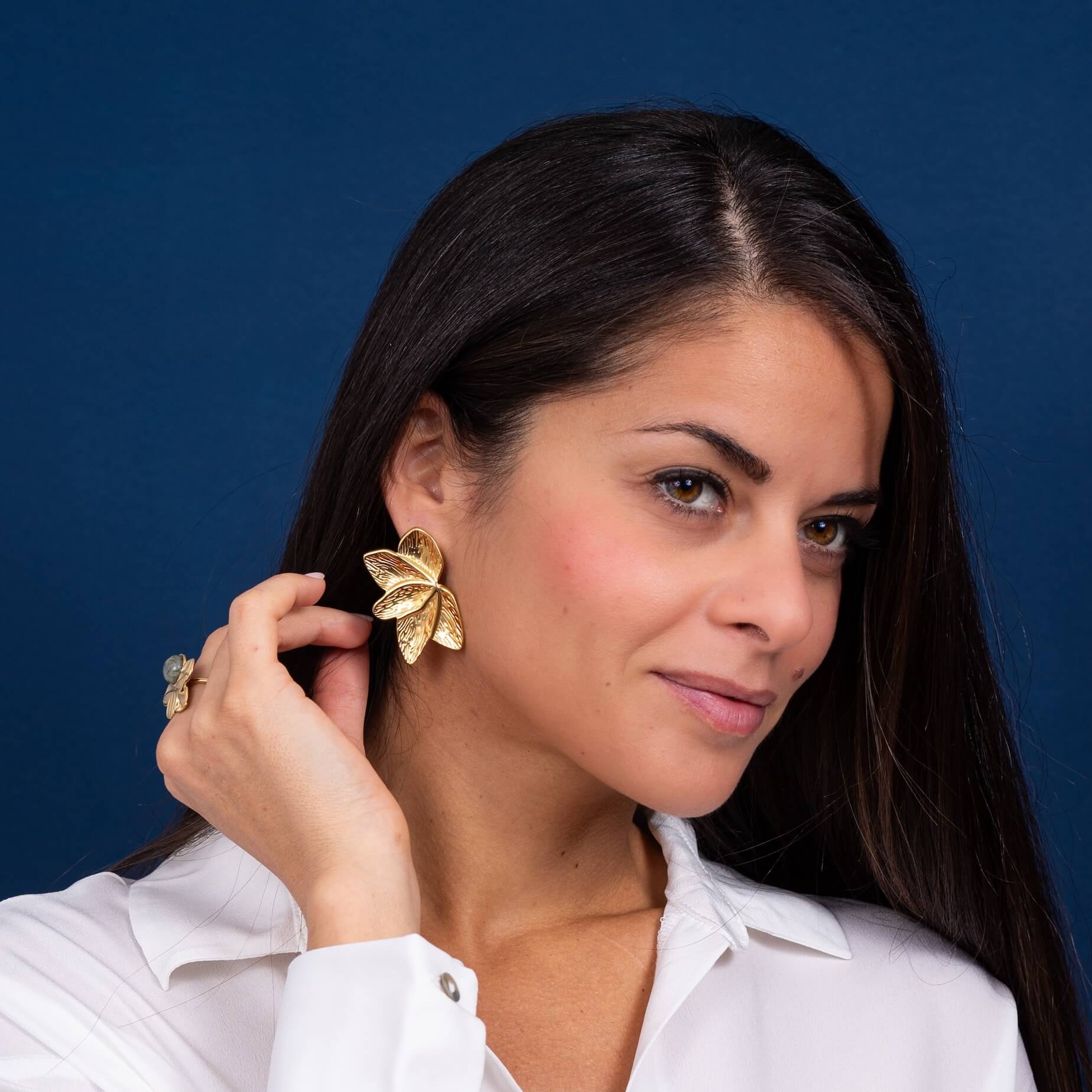Boucles d'oreilles feuille Astrid | Acier inoxydable