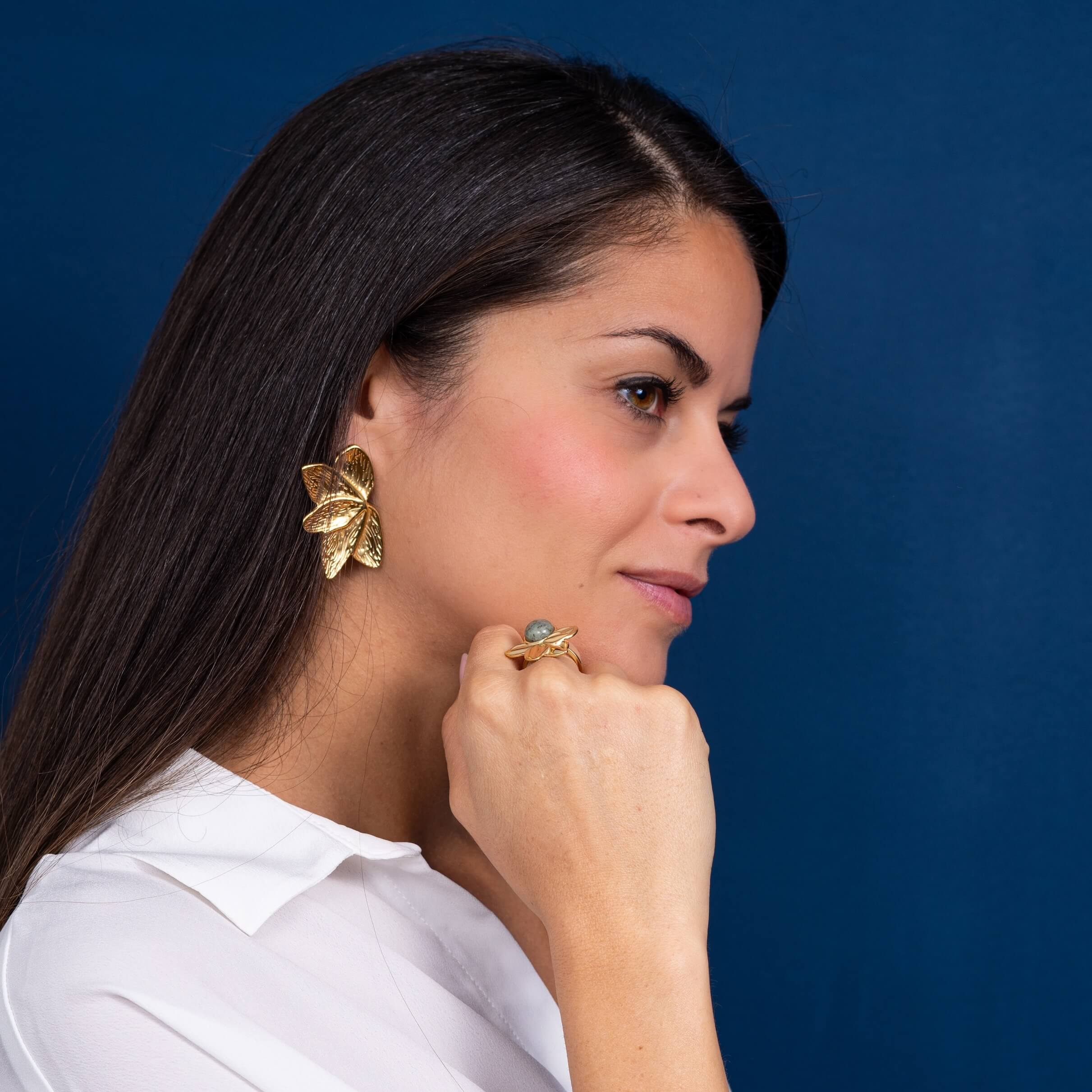 Boucles d'oreilles feuille Astrid | Acier inoxydable