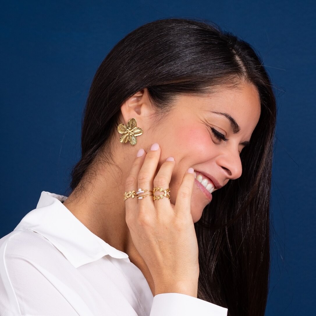 Boucles d'oreilles fleur Marguerite | Acier inoxydable