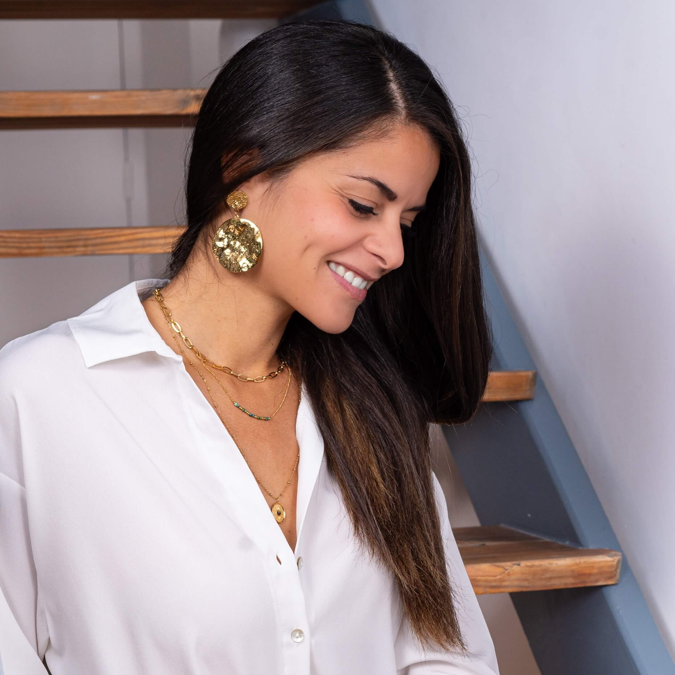 Boucles d'oreilles martelées Louise | Acier inoxydable
