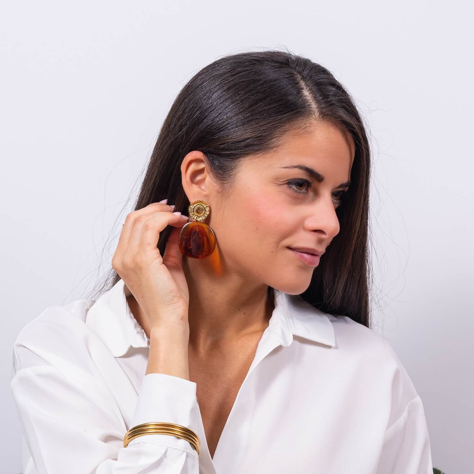 Boucles d'oreilles pendantes Ariane | Acier inoxydable et résine