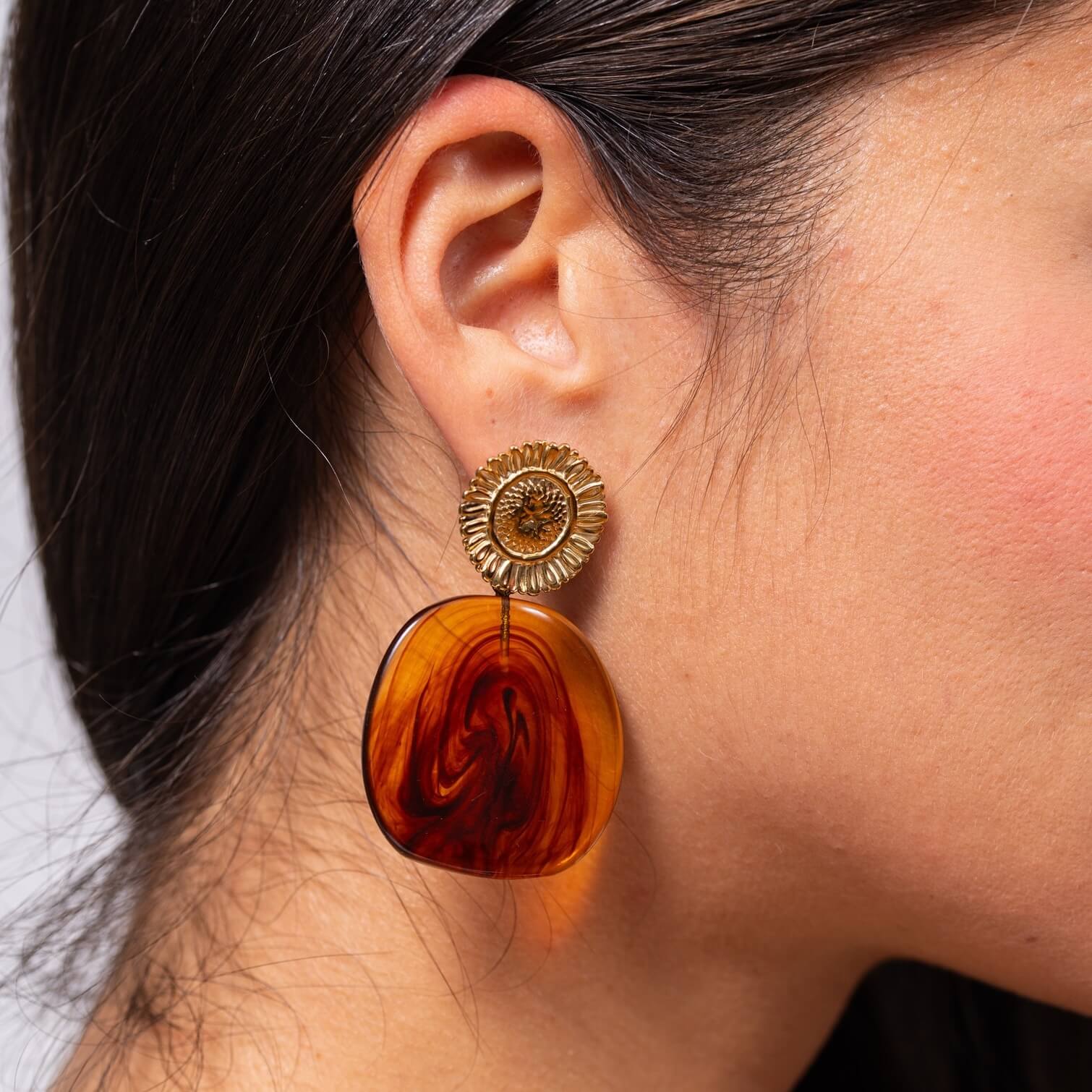 Boucles d'oreilles pendantes Ariane | Acier inoxydable et résine