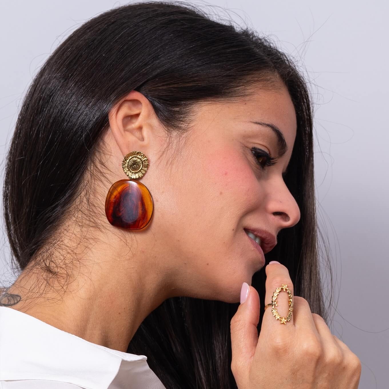 Boucles d'oreilles pendantes Ariane | Acier inoxydable et résine