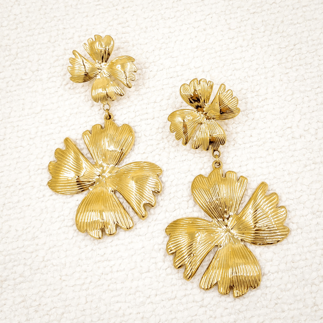 Boucles d'oreilles pendantes fleur Madeleine | Acier inoxydable