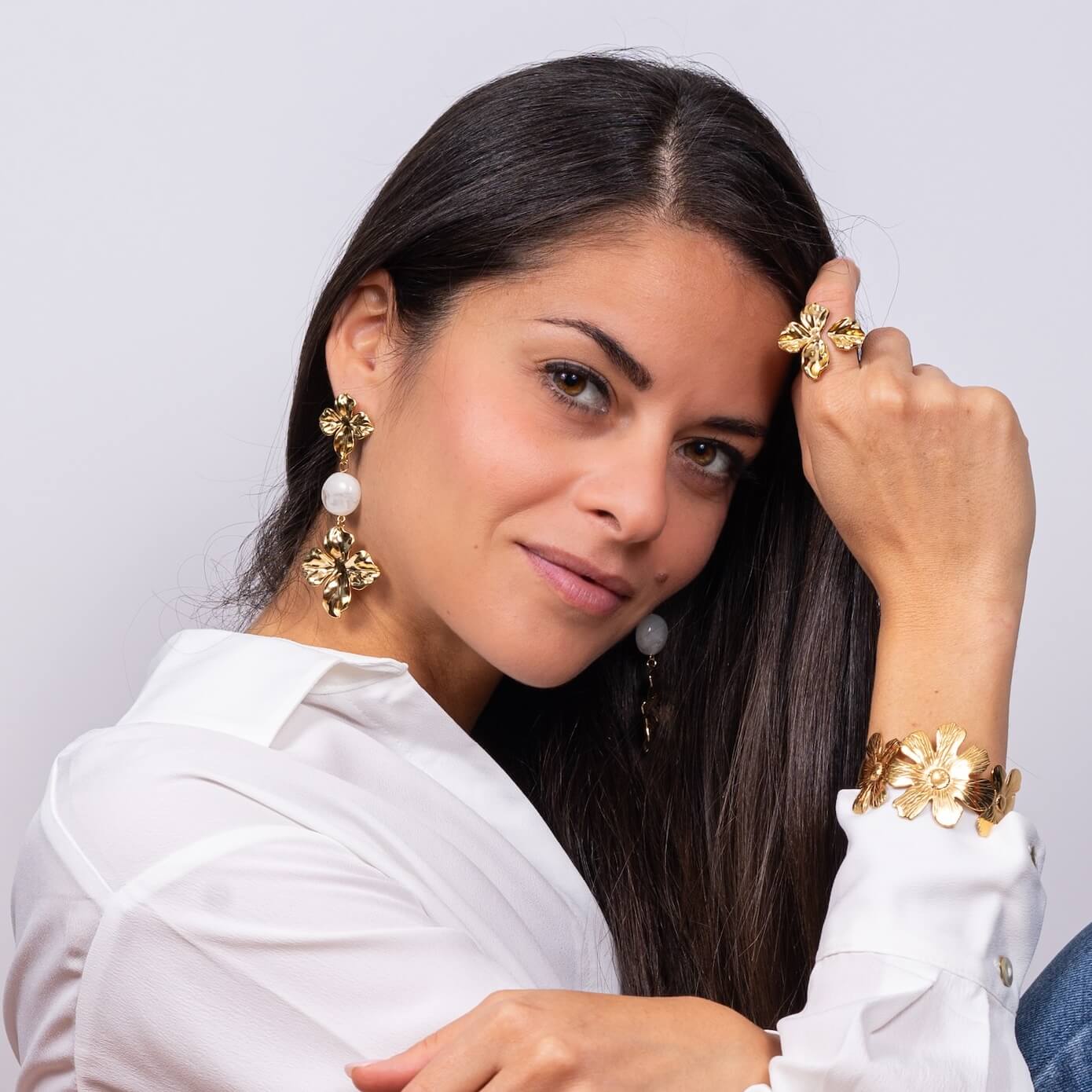 Boucles d'oreilles pendantes Stella - Résine et acier inoxydable