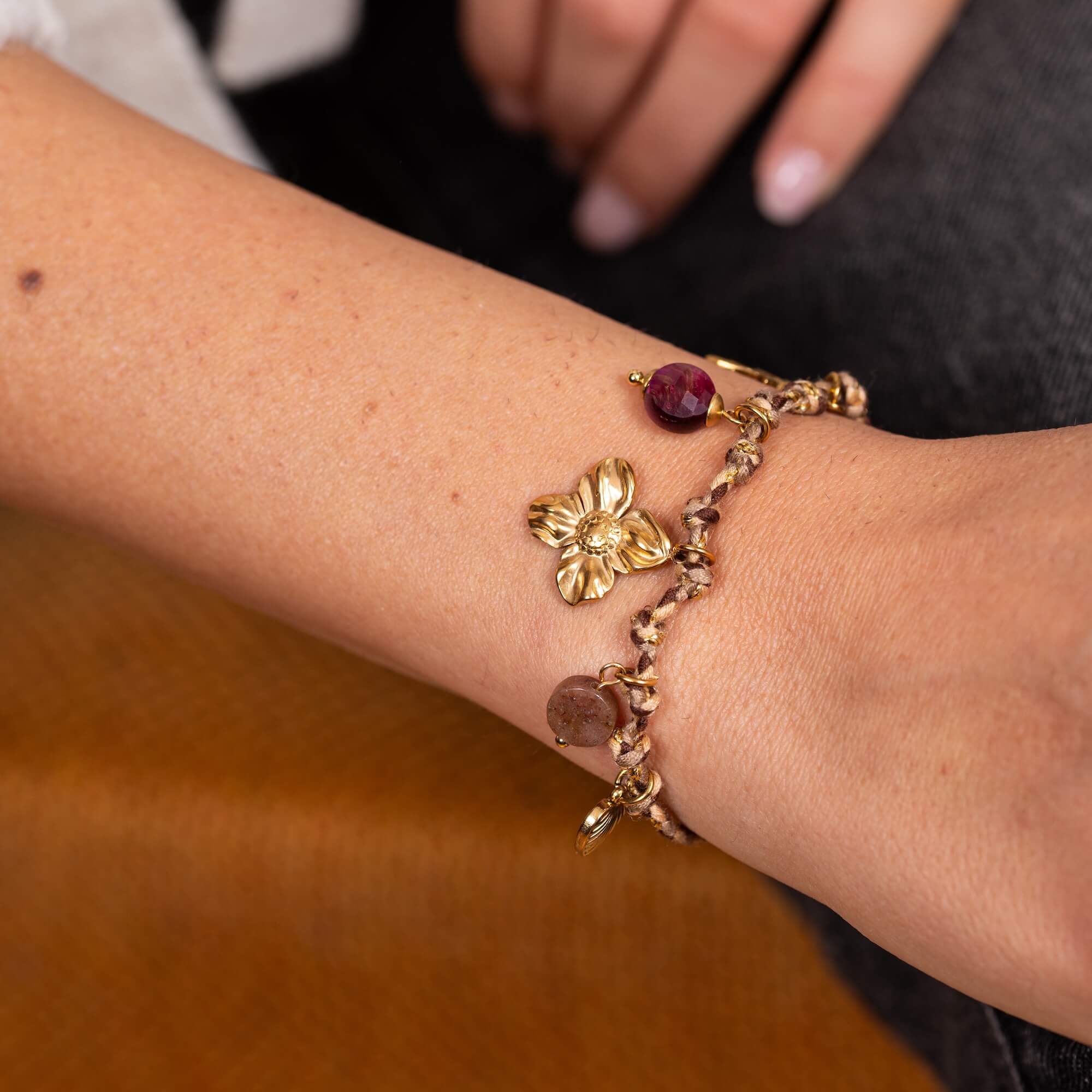 Bracelet tressé et charms Côme | Acier inoxydable et coton
