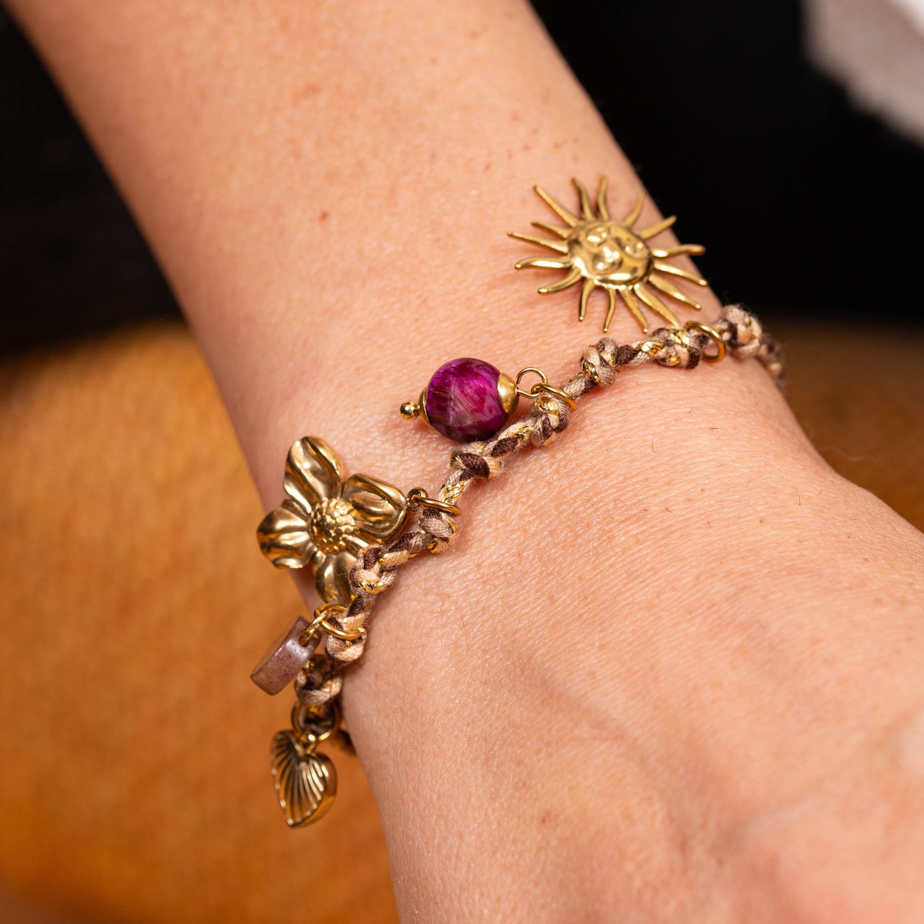 Bracelet tressé et charms Côme | Acier inoxydable et coton