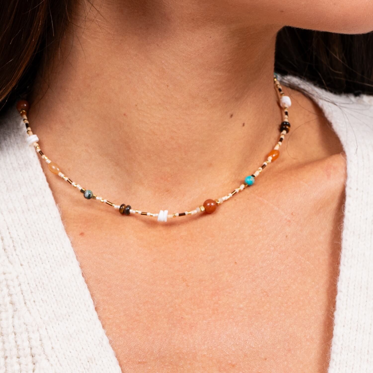 Collier en perles Mahé | Acier inoxydable