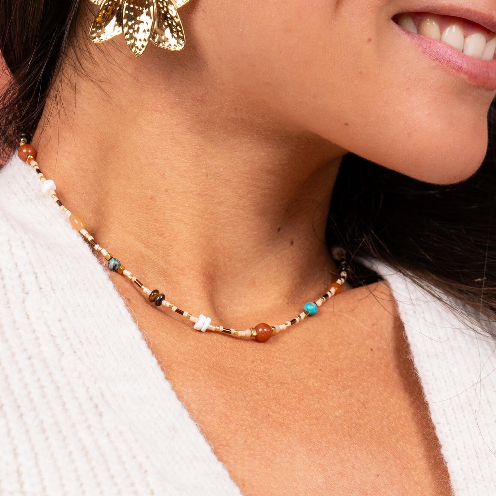 Collier en perles Mahé | Acier inoxydable
